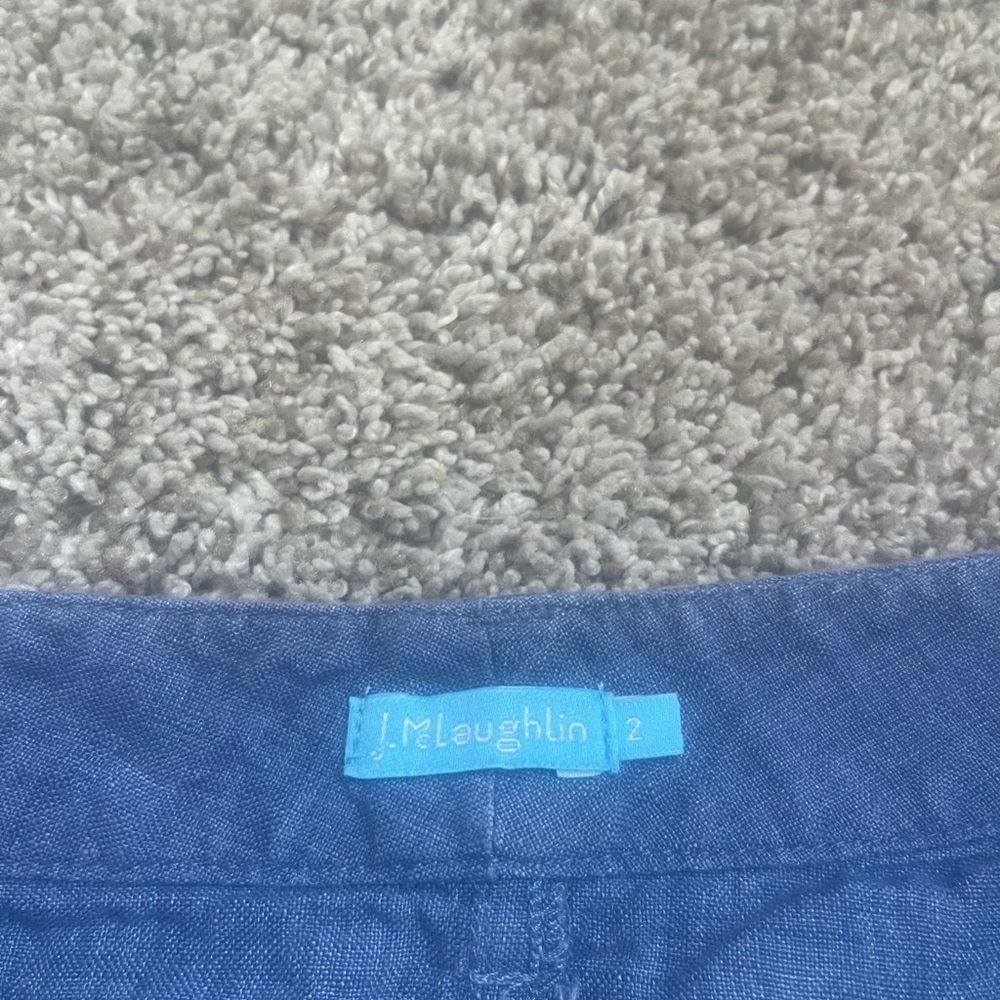 J.McLaughlin Blue Linen Skirt w/ Frayed hem size 2 - Picture 6 of 6